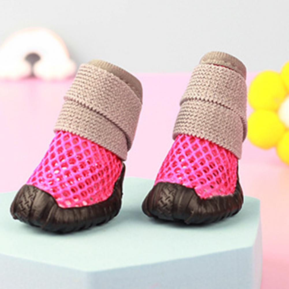 4Pcs Pretty Dog Booties Net Dog Shoes Breathable Foot Protector Summer Puppy Dog Teddy Shoes