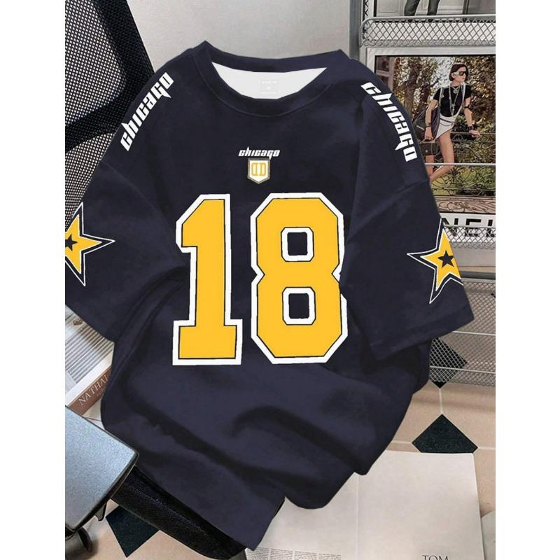 Men Fashion Digital Print No.18 Short Sleeve Basketball Jersey Mens Oversized XXS
