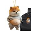 Car Rear View Mirror Decoration, 2 Keychain, 2D Acrylic, Ball Chain, Belly Stomach, Stuffed