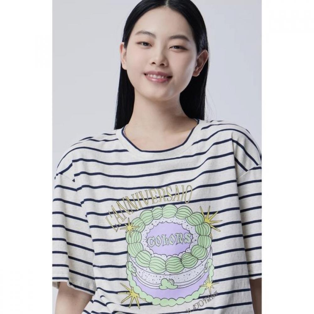 Benetton ShorT Sleeve T shirT prinTing sTripe baTs99631