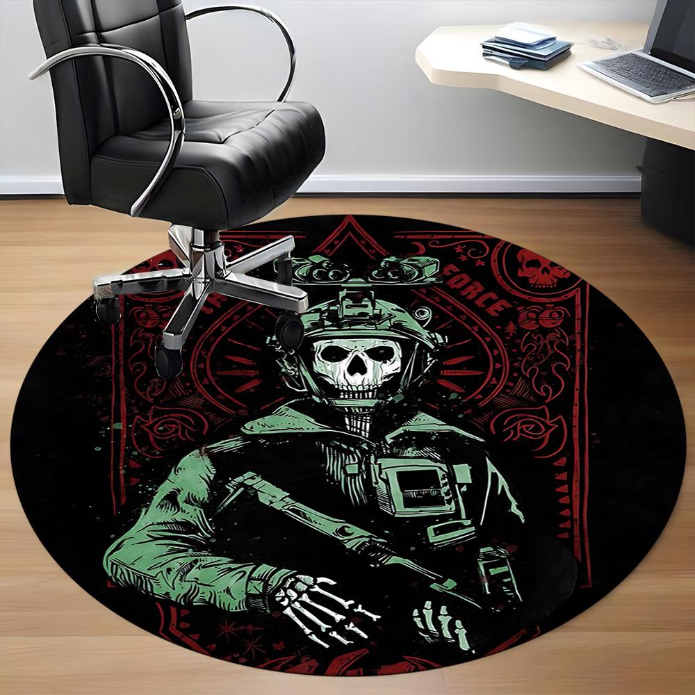 1PC Call of Duty Office Round Rug - Perfect for Office or Study Decor, Machine Washable, Non-Slip Backing, Decorative Floor Mat