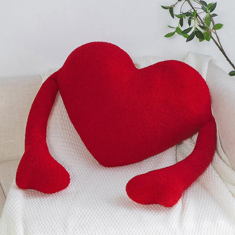 Couple Love Heart Palm Pillow Plush Toys Creative Modeling Red Cushion Blue and White Love Heart Plush Dolls