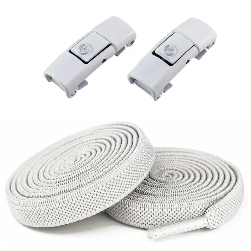 2 stuks zonder strikken elastische veters geen strik schoenen veters druk slot schoenveters sneaker kinderen volwassenen 8MM verbrede platte schoenveters voor schoenen