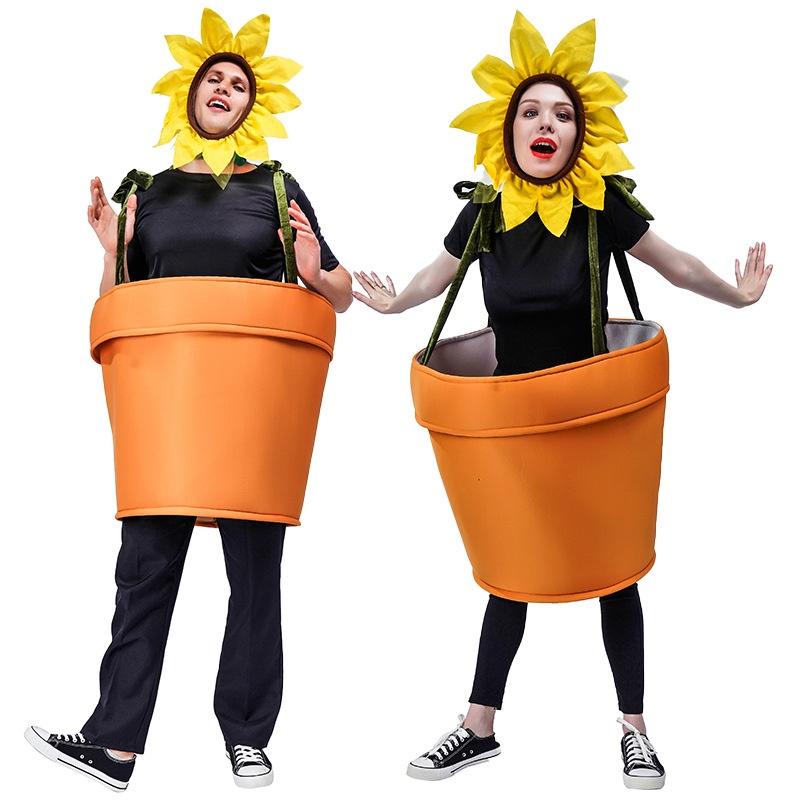 Whimsical Sunflower Pot Plant Dress For Cosplay And Dancing