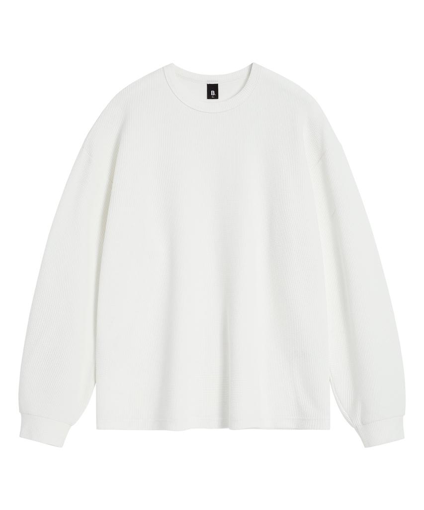 BRENSON ( Waffle ) Oversized Waffle Ribbed Long Sleeve Tee ( 4 Colors )