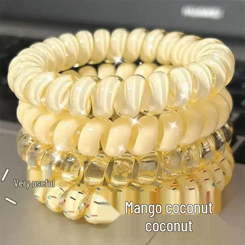 Korean Fashion Jelly Color Telephone Cord Hair Tie - High-End Simple Rubber Band for Maruko Hairstyles