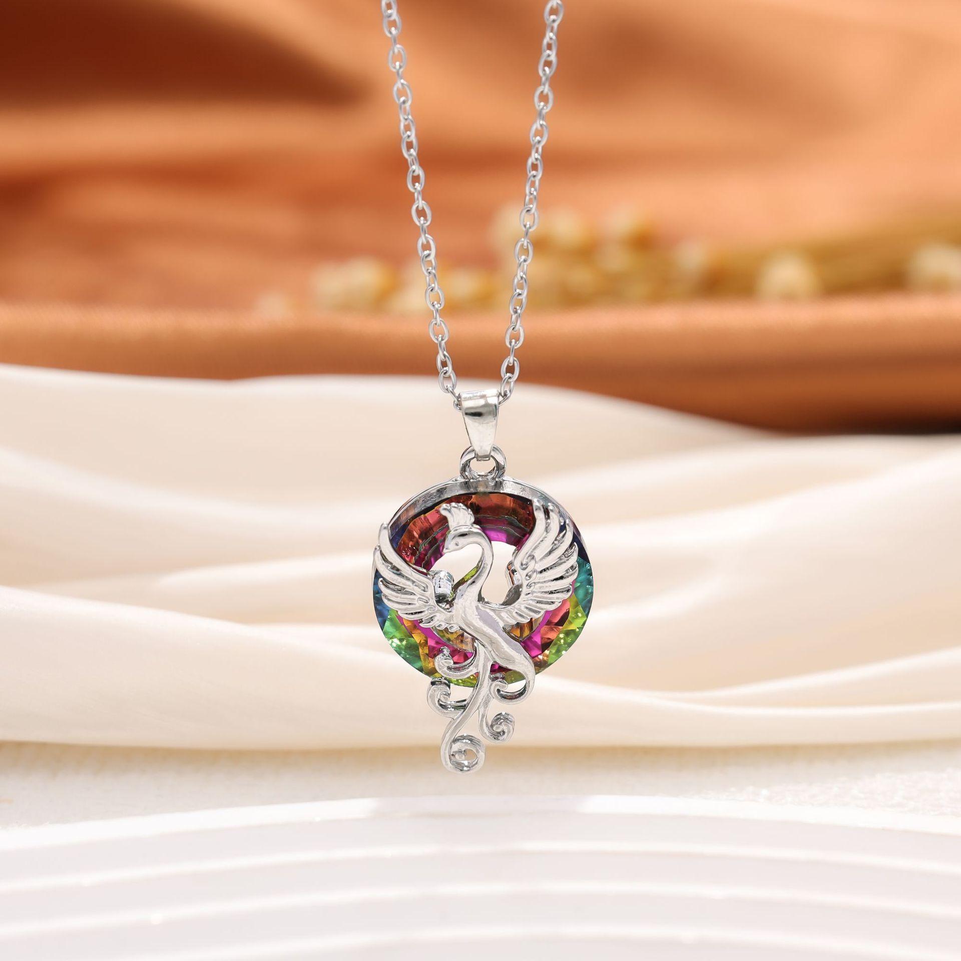 Горячая Распродажа Дизайн Цветная Птица Феникс Личность Кулон Преувеличенный Многоцветный Крест Цепь Универсальные Предметы