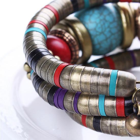 Bohemian Women Girl Multilayer Turquoise Beaded Bangle Bracelet Jewelry Gift
