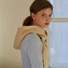 murmur [Free Pearl Earrings] Solid hoody shawl muffler (4 colors)