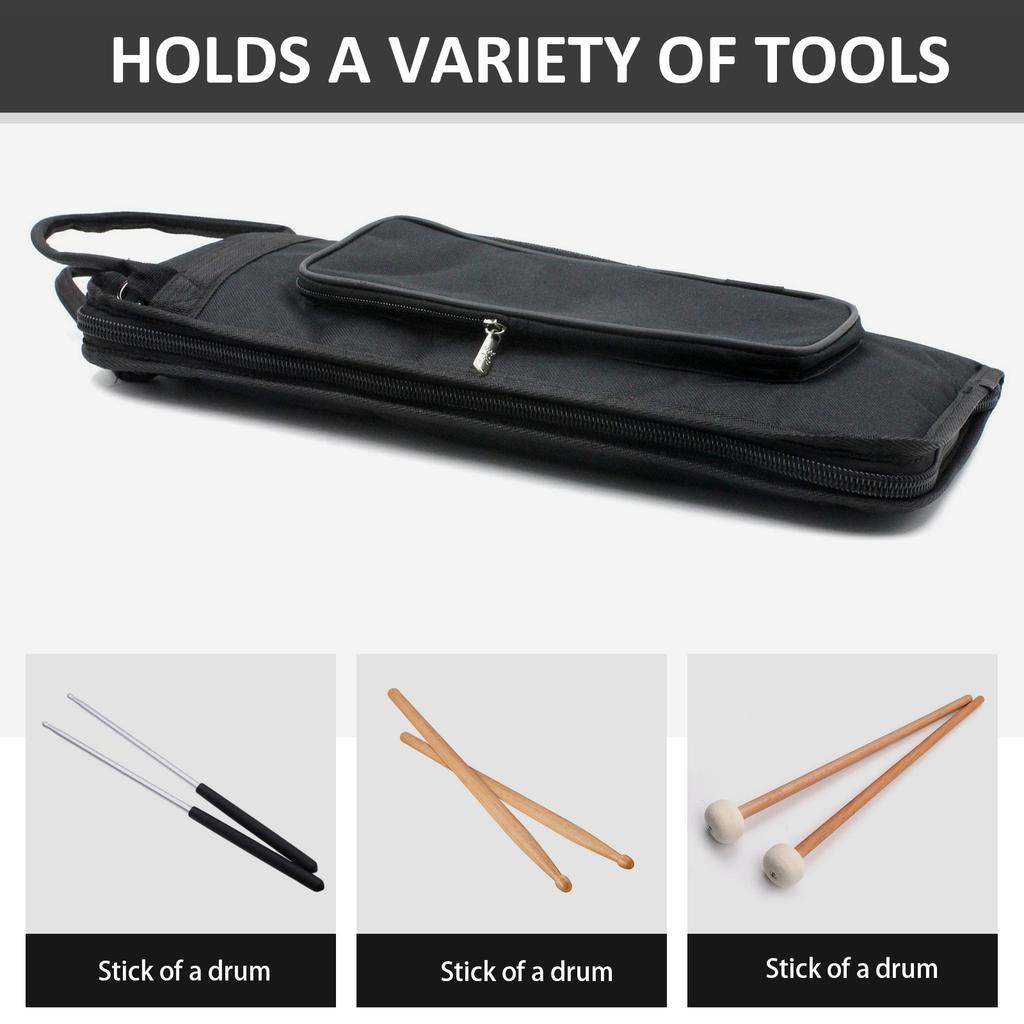 Waterproof Drum Sticks Gig Bag Cloth Handy Strap Gripped Handle Pocket Padded Drum Stick Bag Drumstick Organizer Case