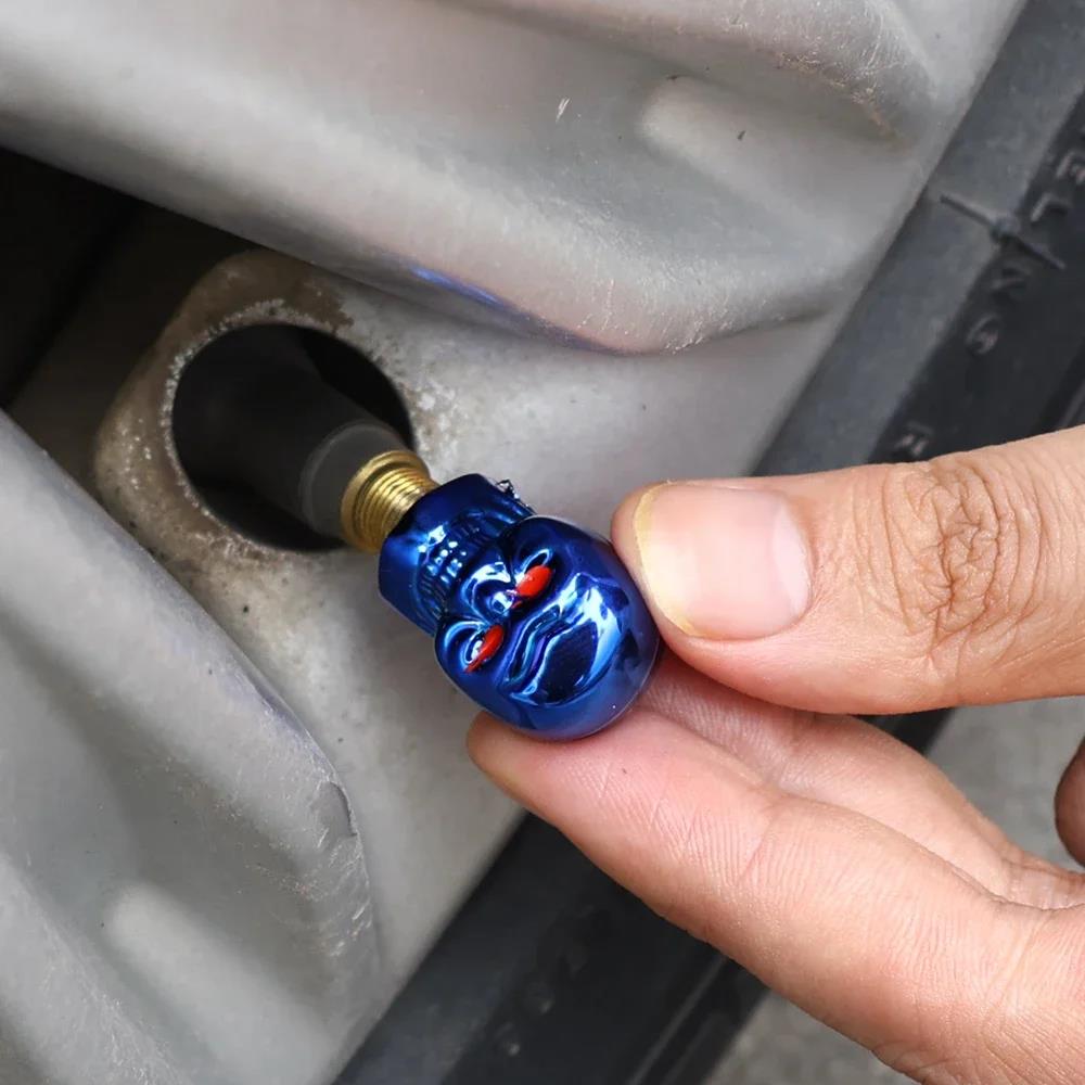 1-8pcs Universal Car Skull Style Antirust Copper Core Motorcycle Bike Car Wheel Tyre Tires Valve Stem Caps Exterior Accessories Stem Caps1