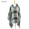 Women's Plaid Hooded Cape Ponchos Sweater Knitted Versatile Lightweight Warm Shawl Wrap Scarf Cape Poncho Pullover Cardigan Wrap Sweaters for Women