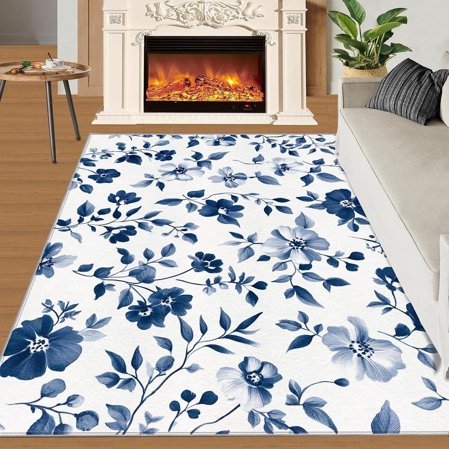 

Барвистий килим з квітковим принтом Барвистий ботанічний арт-дизайн Килимок для декору дому Вбираючий килим проти ковзання для вітальні, спальні тощо 40x60cm