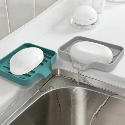 1-Pack Silikon-Abfluss-Seifenbox für Küche und Badezimmer, rutschfeste Waschbeckenablage, kreative Waschtisch-Seifenablage, kostenloses Stanz-Abflussregal