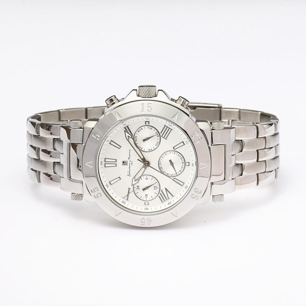 Salvatore Marra Quartz Men's Analog Watch White Waterproof Business Wristwatch with Cross Gift