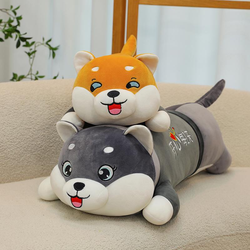 Husky Puppe niedliches großes Plüschtier liegende Hundepuppe schlafendes Wurfkissen Mädchen Geschenk Geburtstag