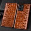 Crocodile Pattern Genuine Leather Flip Case for Xiaomi Redmi 15 15C 4G 5G Business Retro Book Style Wallet Cover
