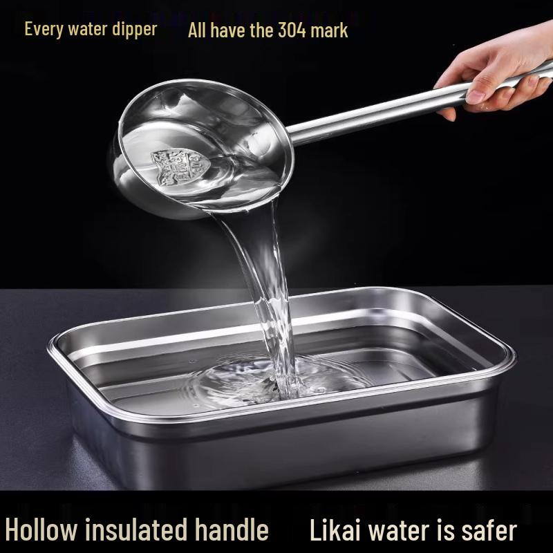 Heavy-Duty 304 Stainless Steel Water Ladle with Long Handle