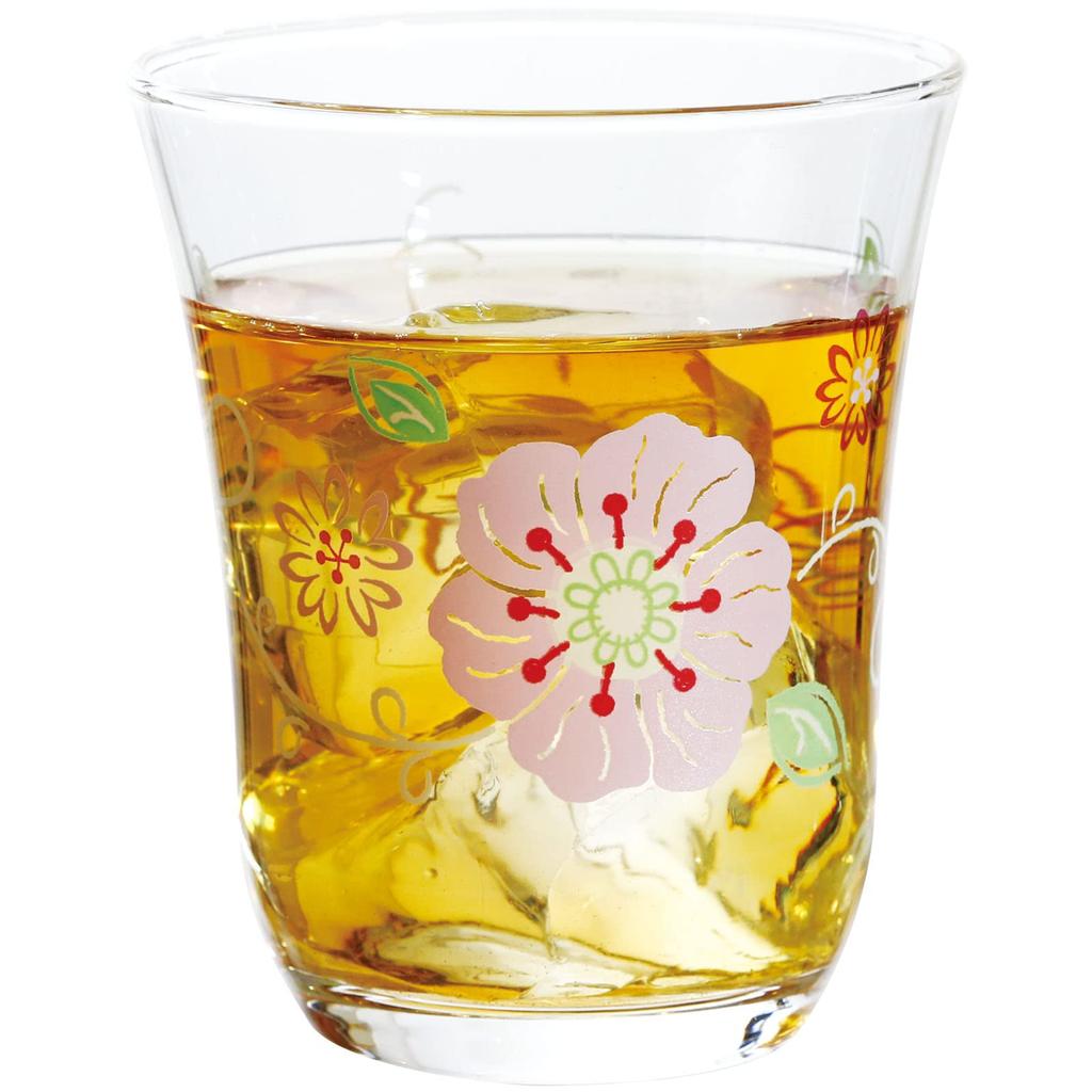 Toyo Sasaki Glass Tumbler Glass Decor Line Tumbler Set Flower Pink 230ml Made in Japan Dishwasher Safe Glass Set Glass Cup Glass Juice Glass Beer