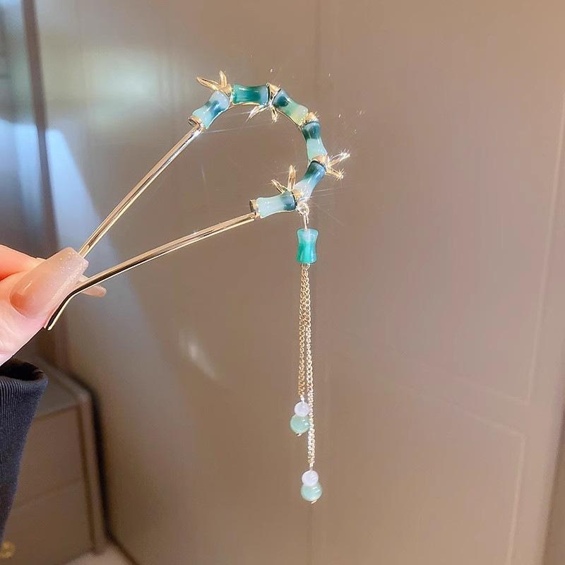1Pc New Chinese tassel flower hairpin Chinese high-end female antique pan head hairpin hairpin Hanfu cheongsam hair accessories