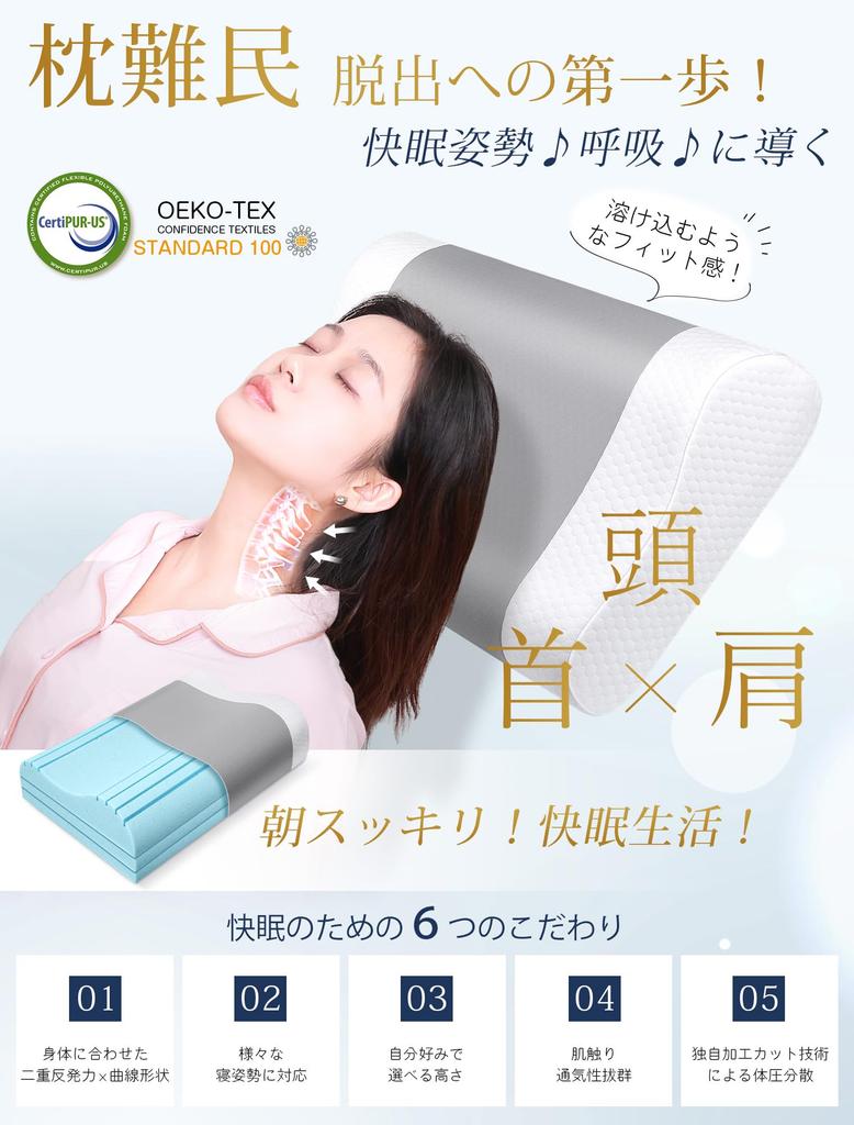 MunzeYi Memory Foam Pillow Prevents Neck Pain Height Adjustment Technology Pillow Temperature Regulating Wave 3D Structure Sleep Pillow Cooling Pillow