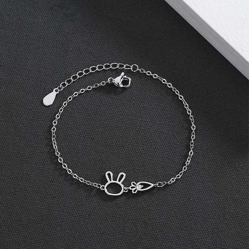 

Diamond-encrusted Bunny Carrot Girlfriend Bracelet Japanese and Korean Cute Girl Heart Mori Hollow Design Bracelet