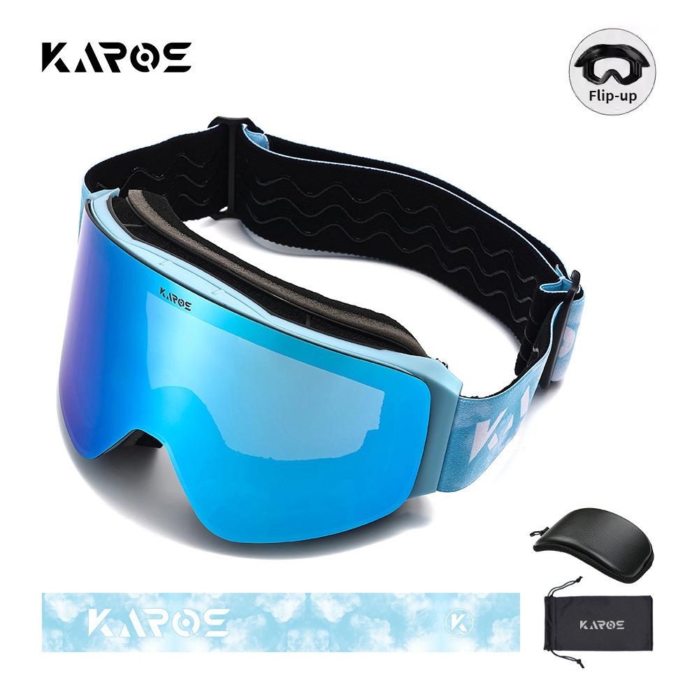 KAROS Flip-up ski goggles, unisex, winter anti-fog eyewear, snow goggles, suitable for snowboarding, mountaineering, and hiking