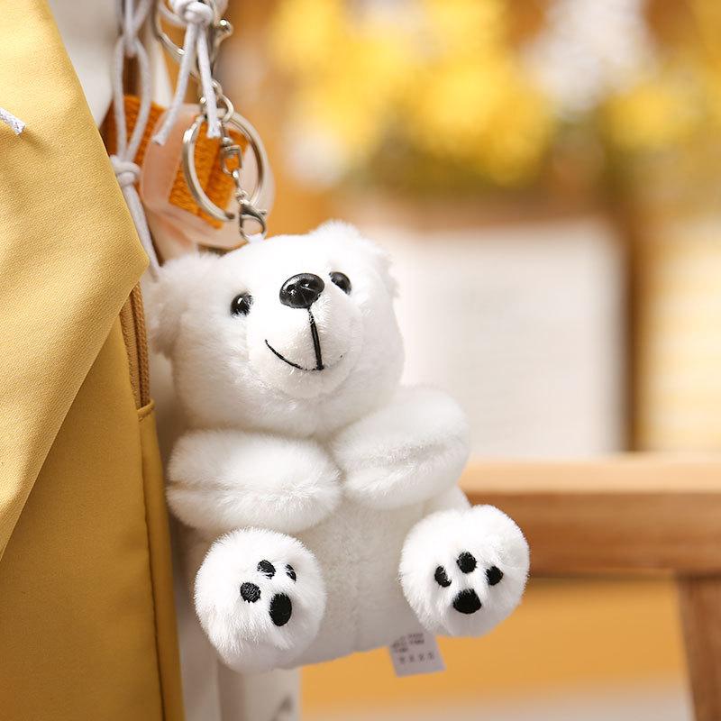 Cute Plush White Polar Bear Doll Keychain Pendant Cartoon Fat Animal Snow Polar Bear Car Keychain Bag Pendant Lovers Women Gifts