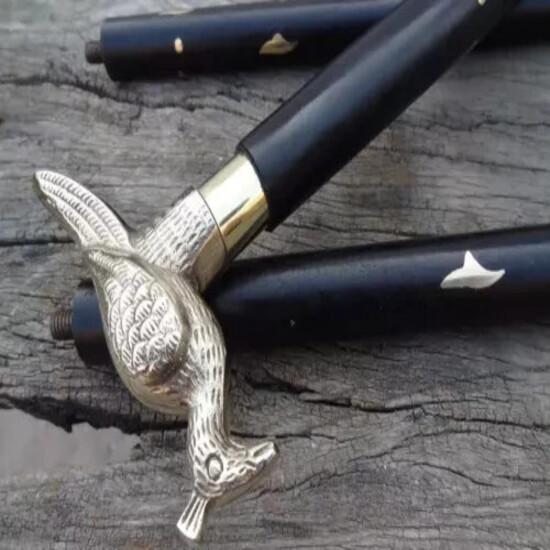 Baston Stil Antic Victorian Vintage de Designer cu Mâner din Alamă, Baston de Mers din Lemn