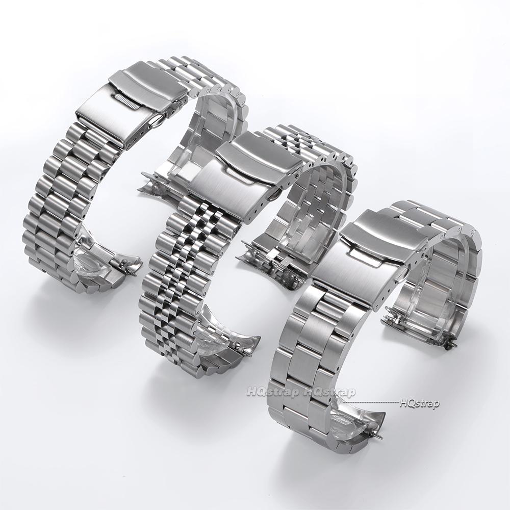 Luxury Solid Stainless Steel Band for Seiko Skx007 Skx009 Curved End Bracelet for Jubilee for Oyster Men Business Watch Strap