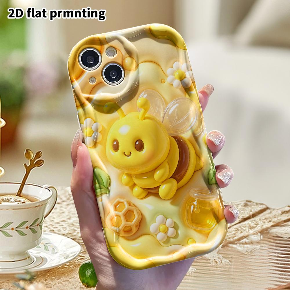 Phone Case: 2D Flat Design Suitable for iPhone 18 17 16 15 14 13 Pro Protective Case, Little Bee, Perfect Christmas and Halloween Holiday Gift