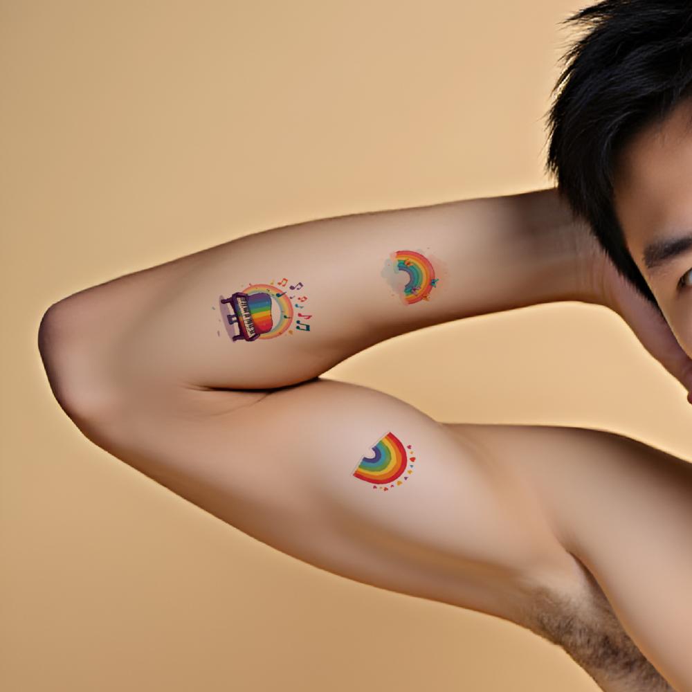 108pcs Waterproof Temporary Tattoo Sticker Rainbow Adults Men Women Body Arm Fake Tattoos Waterproof Disposable Tattoo Stickers