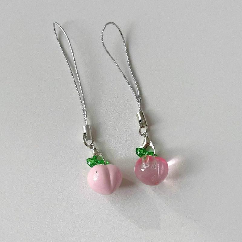 Fruit themed Mobile Attachment Beautiful Peach/Cherries Charm Lovely Fruit Cellphone Cord for Fruit Enthusiasts