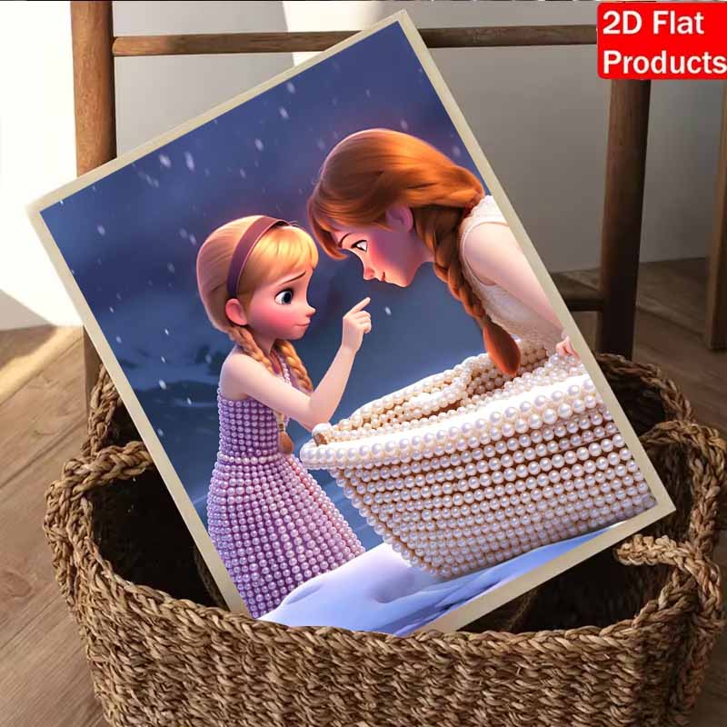 Disney Pearl Art Painting Frozen Elsa and Anna Handmade diy5D Pearl Gem Painting Pictures Crafts Special Shape Home Wall Decoration