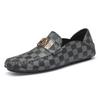 0022 Men'S Shoes Loafer Leather Shoes One-Pedal Flat-Soled Casual Doudou Shoes Spring Low-Top Foot Plaid Cowhide Surface Single Shoes