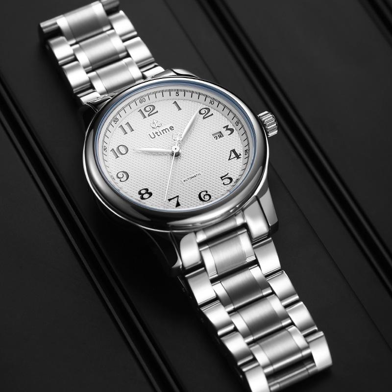 Utime Mechanical Watch Men'S Automatic Watch Business High-End Men'S Watch Steel Belt Through The Bottom Watch Men