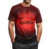 Men's Halloween Printed Round Neck Raglan Short Sleeve Top T-Shirt