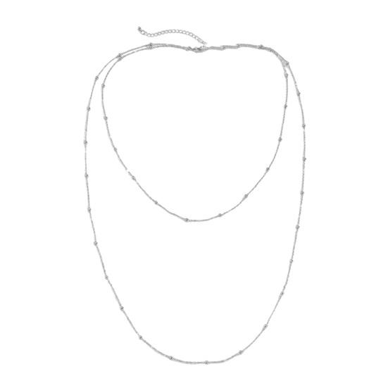 

Женская цепочка для свитера, двухслойные бусины из сплава, регулируемая одежда, ювелирные изделия для свиданий, выпускного вечера, вечеринки, одежды серебряный