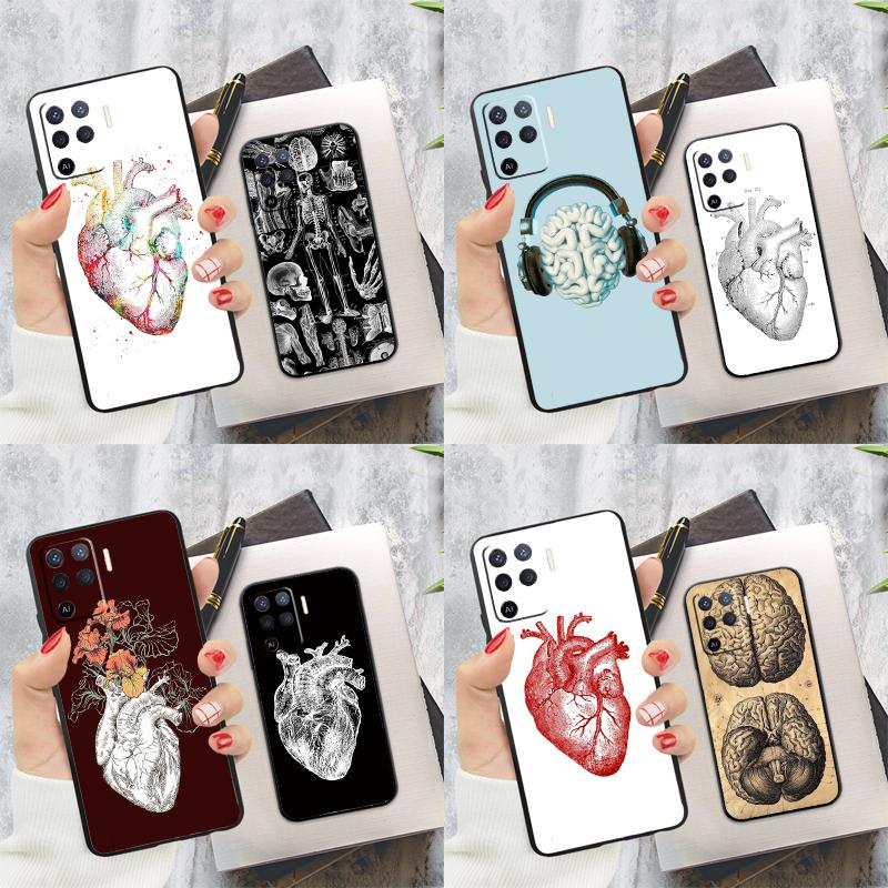 Human Heart Anatomy Case For Oppo A15 A16 A17 A52 A72 A76 A96 A74 A94 A53 A54S A57S A58 A78 A98 A77 Phone Cover