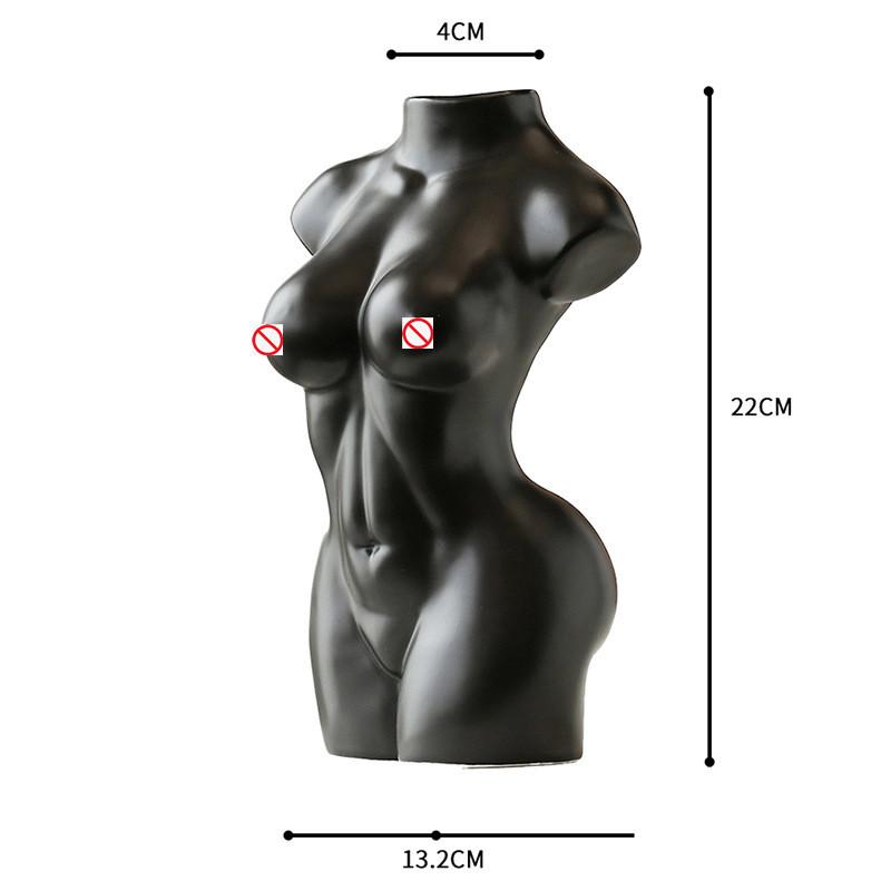Human Body Ceramic Vase Black and White Nude Abstract Human Female Naked Girl Flower Vase Home Decoration Crafts Ornaments