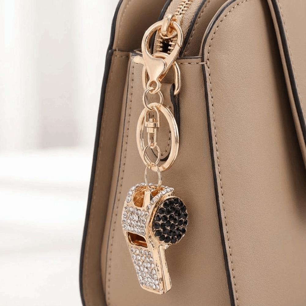 Luxury Rhinestones Whistle Keychain Creative Shining Whistle Pendant  Bag Ornament