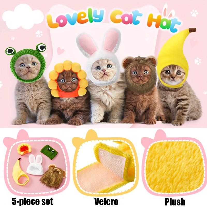 5pcs Cute Cat and Dog Costume Set Rabbit Hat Ears Fun Lion Headband I'm Just A Baby Small Dogs Chihuahua Clothes Accessories