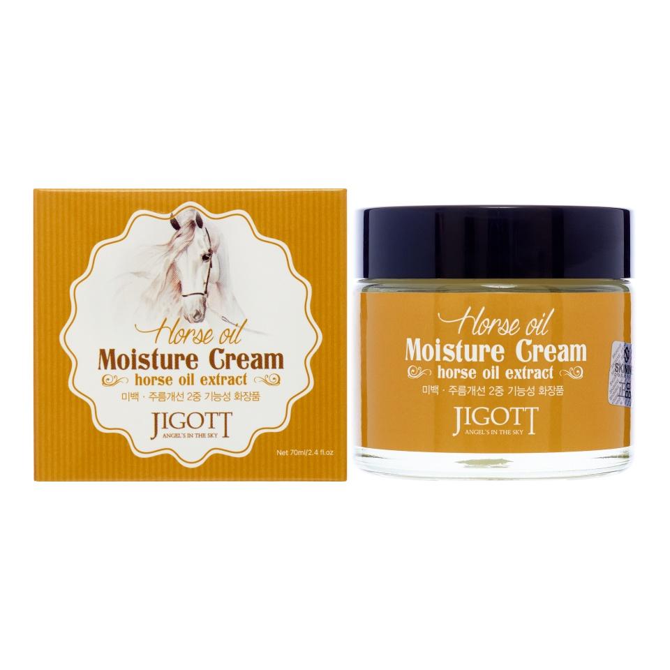 

JIGOTT Horse Oil Moisture Cream Увлажняющий крем для лица и тела с лошадиным маслом, 70 мл,