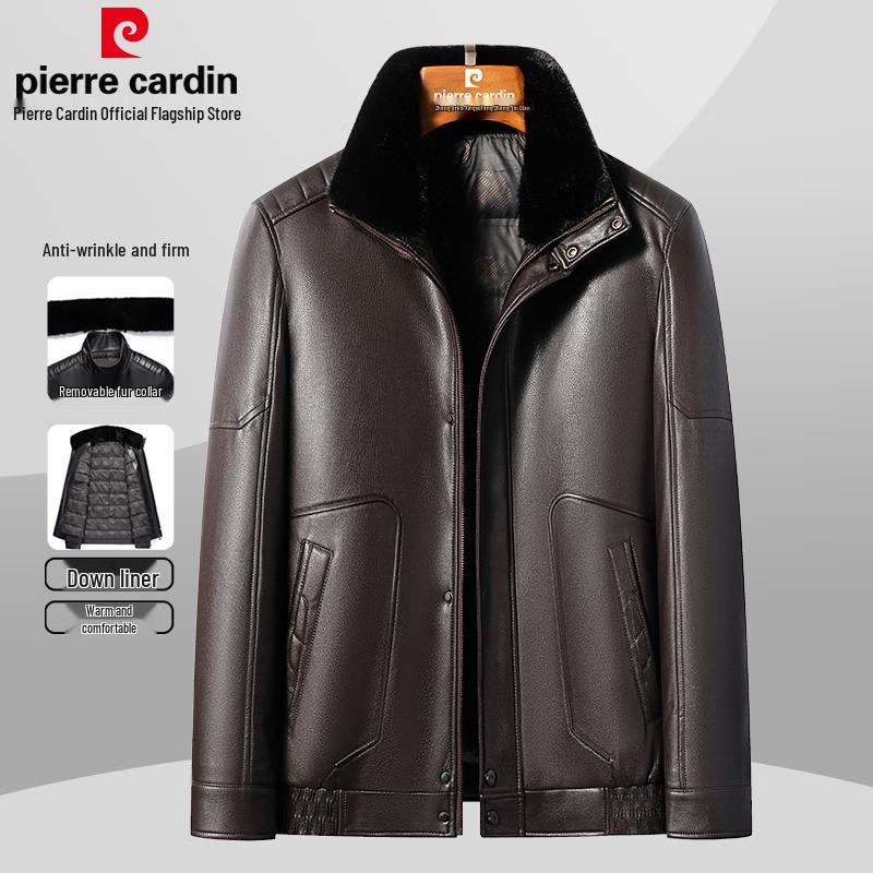 Pierre Cardin Men's Business Casual Faux Leather Jacket with Removable Down Liner