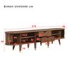 TV Cabinet 175 Cm with Rattan Sliding Door, Walnut Look & Lots of Storage Space - Country Style Table with Open Compartments, Drawers - Natural Design