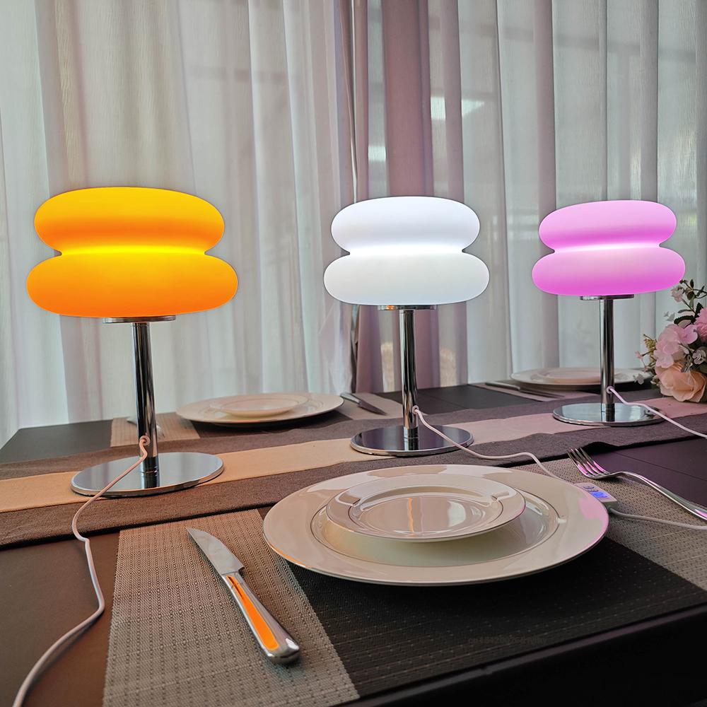 Vintage Table Lamp for Bedroom Mid Century Dimmable Night Light Aesthetic Egg Tart Desk Lamp Ambient Lighting for Living Room