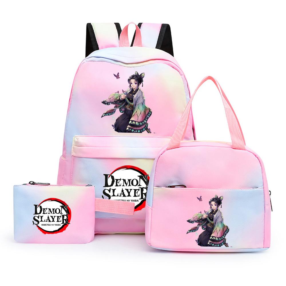 3Pcs/set Anime Demon Slayer Printed Backpack with Shoulder Bag Pengcil Case for Teenager Large Capacity Waterproof Bookbag Back To School Gift