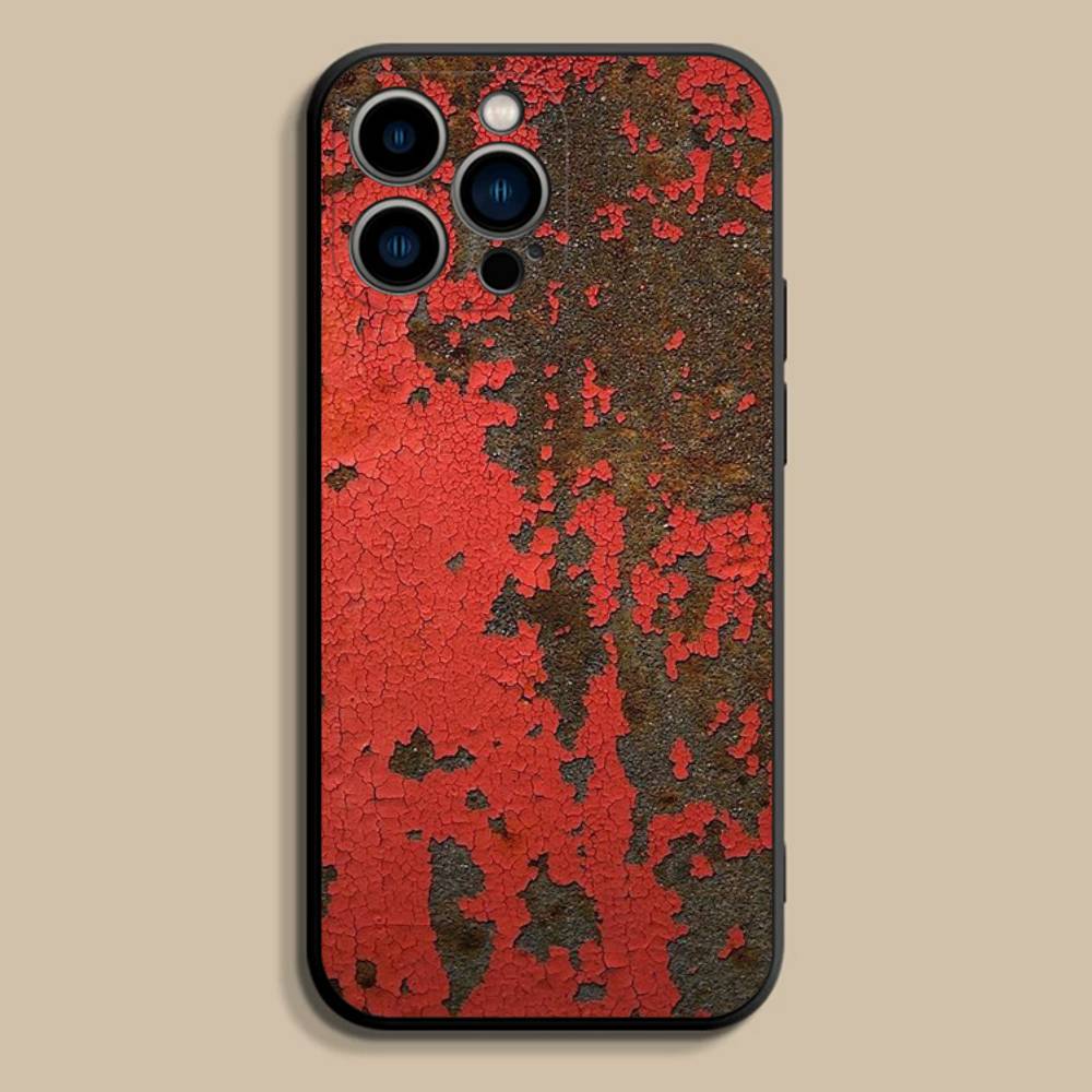 Retro Industrial Style Rusty Phone Case For iPhone 17,16,15,14,13,12,Pro,Max,Plus,E,SE4,Air,Mini Black Soft Cover