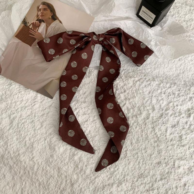Polka Dot Silk Scarf, Long Strip, High-end, New Retro Versatile Temperament, Neck Decoration, Small Scarf, Headband, Hair Tie, Streamer.