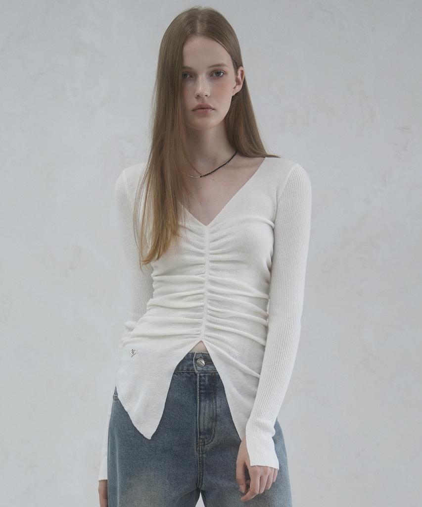 VIVACIOUS Blanc Shirring Slit Knit – 5Col